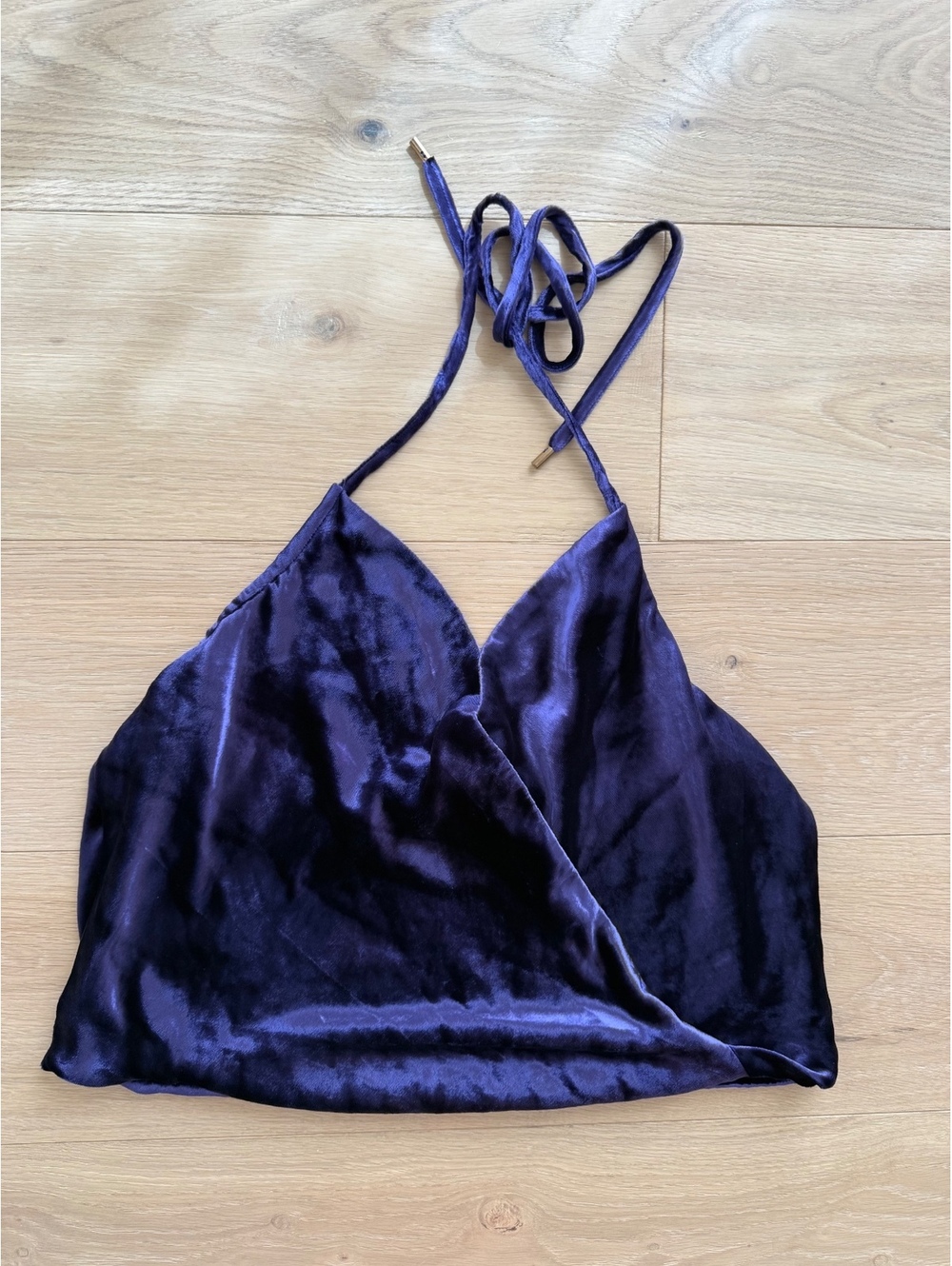 NWT Ramy Brook Velvet Jean Halter Top Purple Silk Blend Size S